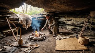 30 Day Surviving Alone In A Rock Shelter Primitive Bushcraft Cave Camp