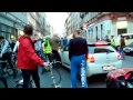 Conflict  between car drivers and cyclists on Critical Mass in Zizkov, Prague, 16.04.2015