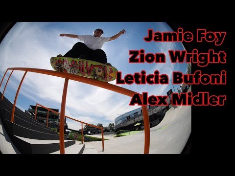 Leticia Bufoni, Jamie Foy,  Zion Wright, Alex Midler DewTour Practice 2019