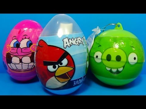 ANGRY BIRDS surprise egg Nickelodeon SpongeBob surprise egg Angry Birds egg surprise spray!