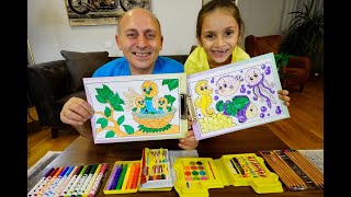 Babam İle 3 Renk Boyama Challenge 3 Marker Challenge Funny Kids Video