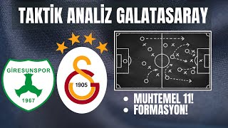 Giresunspor - Galatasaray Taktik Analiz | Yeni Transferler ile Muhtemel 11