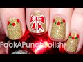 Bows and Dotted Half Moons Holiday and Christmas Nail Art Tutorial