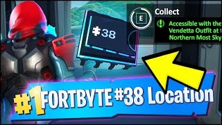 FORTBYTE 38 Location - ACCESSIBLE WITH THE VENDETTA OUTFIT AT NORTHERN MOST SKY PLATFORM (Fortnite)