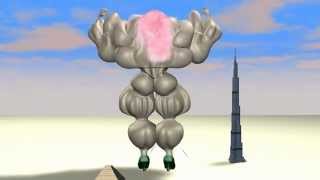 3D Animation Of Female Bodybuilder At The Burj Dubai