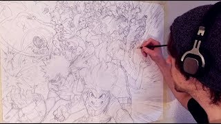 HUGE My Hero Academia Drawing | Every Class 1 - A Member - Anime Sketch
