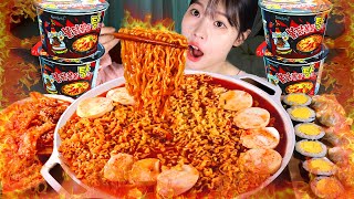 ASMR MUKBANG| 직접 만든 순두부 불닭볶음탕면 계란 김밥 먹방 & 레시피 GIMBAP AND FIRE NOODLES EATING