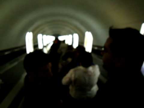 Escalators in Arsenalna station in Kiev