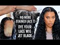 DYE YOUR LACE WIG JET BLACK USING BOX HAIR DYE| NO STAINED LACE