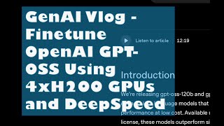 Genai Vlog - Finetune Openai Gpt-Oss Using 4Xh200 Gpus And Deepspeed