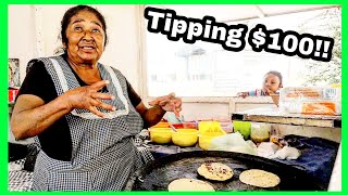 REAL Life "Coco" Cooking The ULTIMATE Mexican Street Food - Tipping $100 Dollars In Mexico GORDITAS