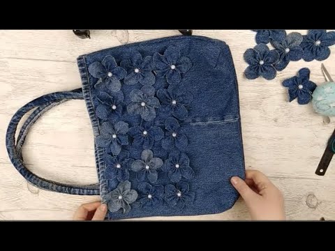 May túi xách bằng quần bò cũ không cần máy may 9
