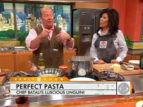 VIDEO : the perfect linguini - author and food network chefauthor and food network chefmario batalishowed julie chen how to cook the perfect linguini dish. ...