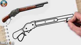 HOW TO DRAW SHOTGUN FREE FIRE FF EASY - DRAWING FREE FIRE SHOTGUN STEP BY STEP