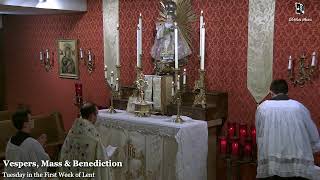 Vespers, Mass (7:30 PM) & Benediction: 6:30 PM EASTERN TIME (ET)