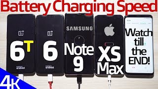 OnePlus 6T vs iPhone XS Max vs Note 9 vs OP6 Battery Charging SPEED TEST! (Surprising End)๐ฅ๐ฅ๐ฅ