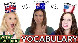 ONE language, THREE accents - UK vs. USA vs. AUS English! (  Free PDF)