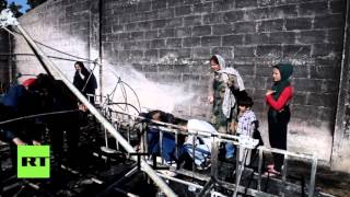 Лагерь беженцев сгорел в греческом поселке Диавата