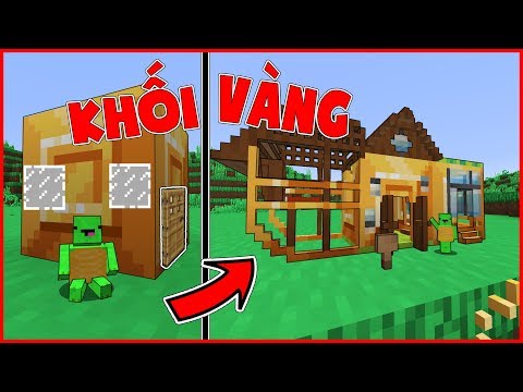 THỬ THÁCH XÂY NHÀ TRONG KHỐI VÀNG MINECRAFT*REDHOOD GIÚP CHÚ RÙA SỐNG TRONG KHỐI VÀNG #4
