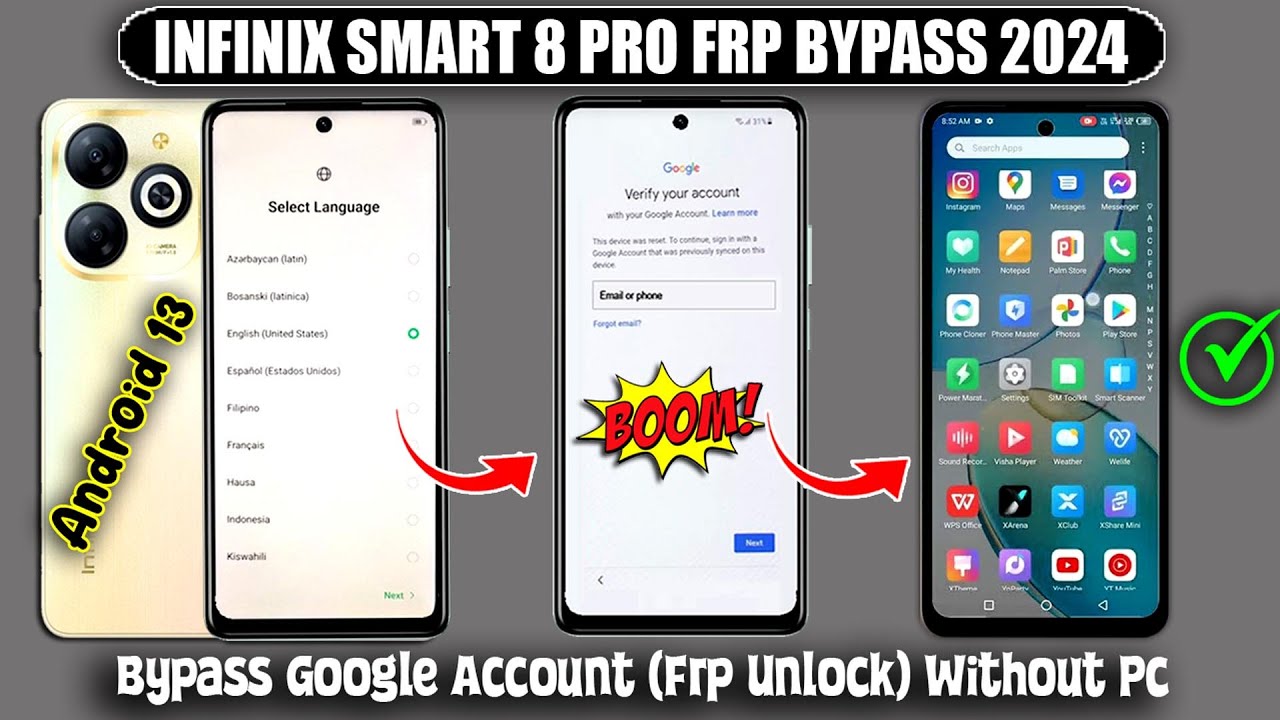 Infinix Smart 8 Pro (X6525B) FRP BYPASS Android 13 Infinix Smart 8 Pro (X6525B) FRP BYPASS Android 13