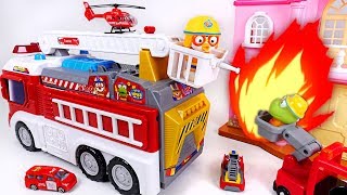 Pororo Fire Truck Transform! Pororo fire station, pororo transforming fire truck play - PinkyPopTOY