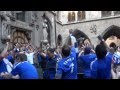 Chelsea fans at the Marienplatz, Munich, singing Ten Men Went to Mow