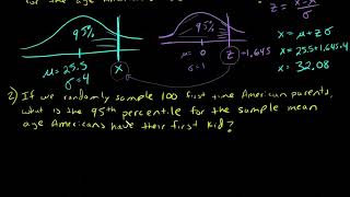 Using Z (Standard Normal) Table to find the Percentiles for X and a Sample Mean, X-bar (using CLT)