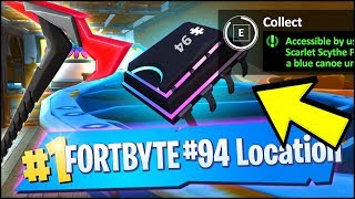 FORTBYTE 94 Location - ACCESSIBLE BY USING THE SCARLET SCYTHE PICKAXE BLUE CANOE FROZEN (Fortnite)