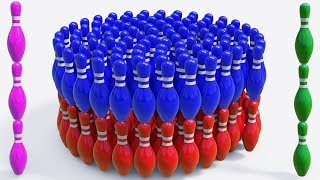 Learn Colors In English With Colorful Bowling Pins Go Round And Round, Colors For Kids