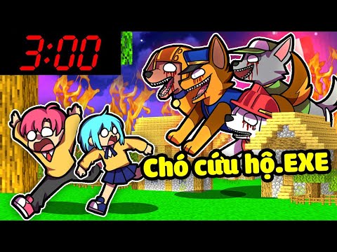 HIHA THỬ THÁCH 3 GIỜ SÁNG THOÁT KHỎI NHỮNG CHÚ CHÓ CỨU HỘ EXE TRONG MINECRAFT*6 ĐÊM KINH HOÀNG 😱👿