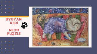 Uyuyan Kedi - Neon Puzzle 1000 Parça A101
