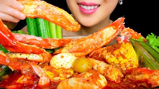 GIANT KING CRAB LEGS SEAFOOD BOIL ASMR |DE-SHELLED KING CRAB |EATING SOUNDS NO T