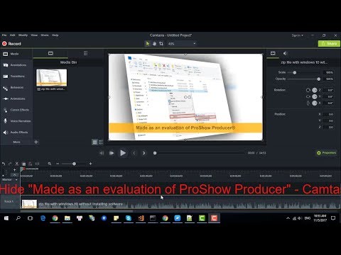 Hide the "Made as an evaluation of ProShow Producer" text on ProShow Producer using Camtisia 9