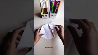Paper Pen Stand | Easy origami box without glue #shorts #papercrafts
