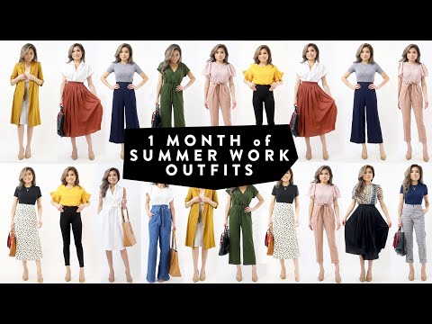 1 MONTH of Summer WORK OUTFIT Ideas | Business Casual Work Office Wear Lookbook | Miss Louie - YouTube