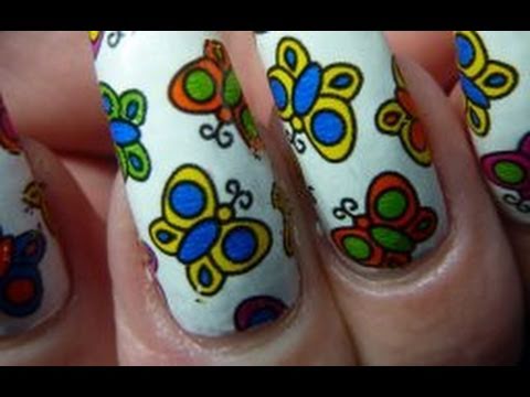 Cute Butterfly & Flower Nail Foil Art Design Tutorial HD Video