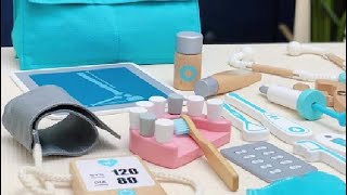 Arztkoffer Für Kinder, Arztkoffer Kinder Holz Spielset Mit Stethoskop, So Umfangreich Und Lehrreich