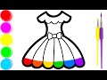 Vẽ váy công chúa và học màu | राजकुमारी की पोशाक खींचना | Baby Doll Princess Dress Coloring for Kids