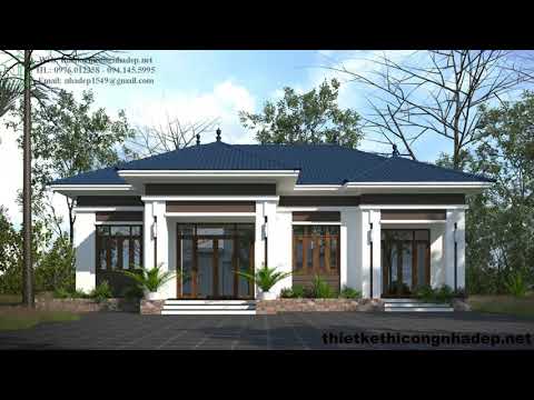 Thiết kế biệt thự vườn 1 tầng 4 phòng ngủ mái thái tại Bắc Giang DBT1T70