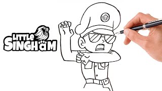 Little Singham Panja Attack Drawing Easy - How To Draw Little Singham Cartoon Drawing Outline Easy
