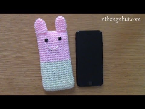 How to Crochet phone case tutorial (Eng sub) I Móc túi đựng điện thoại Iphone hình con thỏ