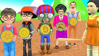 Squid Game 오징어 게임 Vs Scary Teacher 3D - Miss T Troll Zombie Destroy Honeycomb Candy Challenge