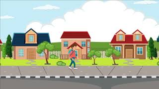 Boy Walking In A Road 4K Background Video For Cartoon Animation - Video Loop