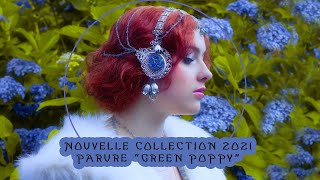 New Collection of Art Nouveau Headdresses: "Green Poppy" Jewellery