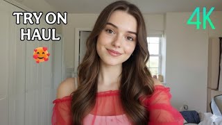 4K Red Transparent Lingerie Try On Haul Micro Bikini & Sheer Lingerie Review Summer Trend