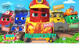 Play And Learn Colors For Kids With Train Mighty Express, Red, Milo, Nate, Brock, Faye - Kidsplay Tv