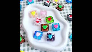 Spray Painted Square & Heart Lampwork Beads Bracelet
