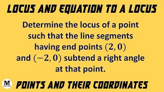 19 | Points And Their Co-ordinates | Locus And Equation To A Locus - Worked Out Problem