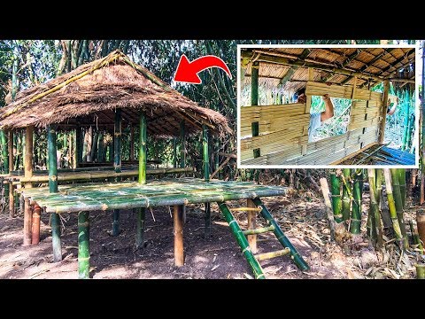 เอาชีวิตรอดในป่า ทำที่พักในป่า ทำผนังบ้านด้วยไม้ไผ่