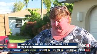 Lawn guy finds stolen car thanks to unique bumper sticker